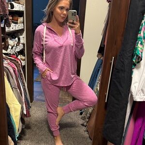 Pink Women's Hoodie and Jogger Set